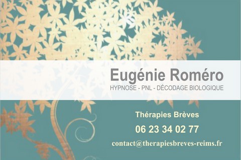 Carte de visite - thérapies brèves Reims - Eugénie ROMERO - Hypnose, PNL, décodage biologique